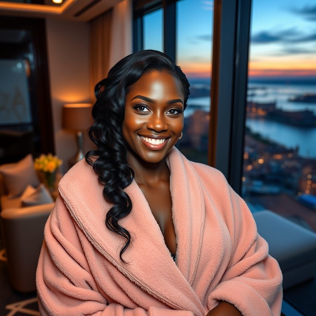 Luxurious Evening in Venice: A Dark Skinned Woman's Serene M...