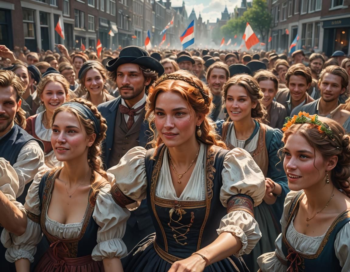 Dutch Children Dancing: Hyperdetailed Digital Art Portrait