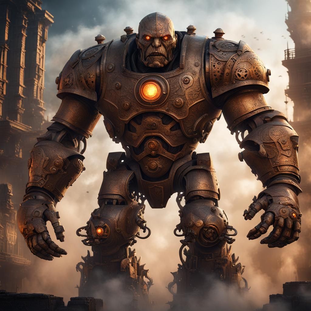 Bronze Golem in Steampunk Setting