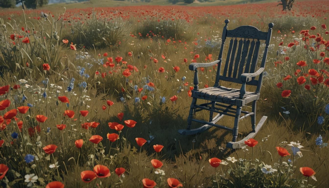 Antique Rocking Chair in Poppy Meadow