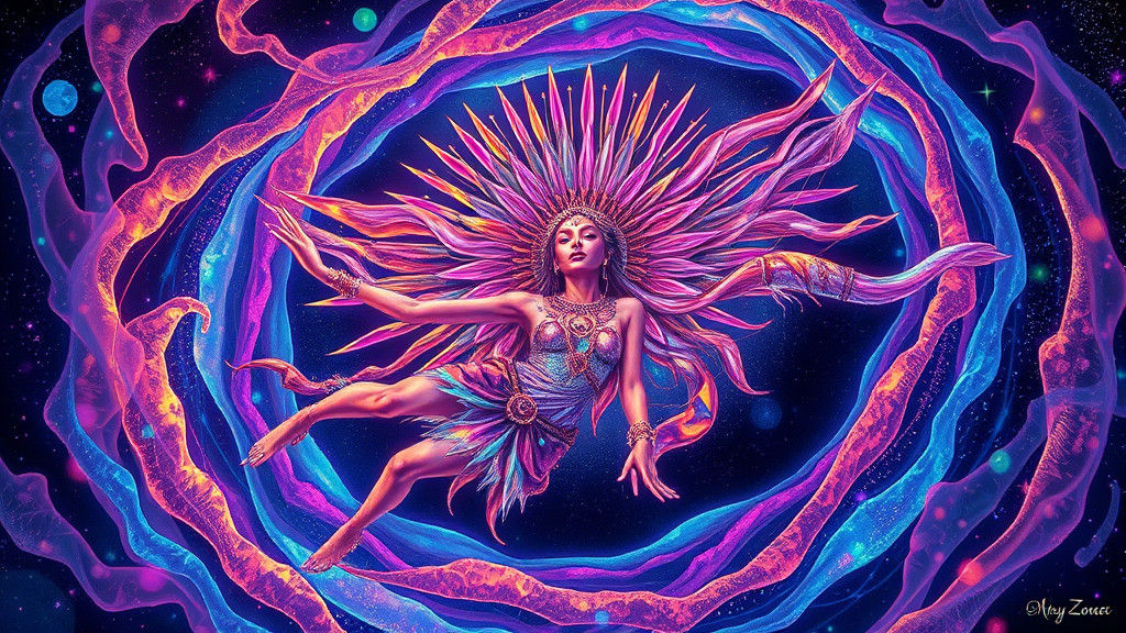 Iridescent Cosmic Nomads in Astral Vortex