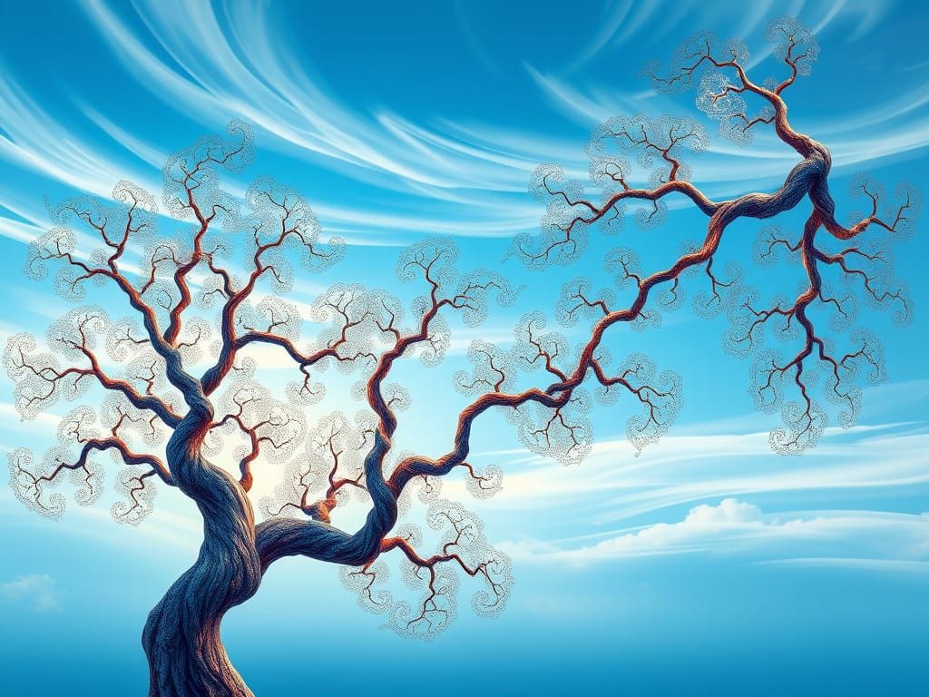 Geometric Abstraction of Swirling Fractal Tree Branches