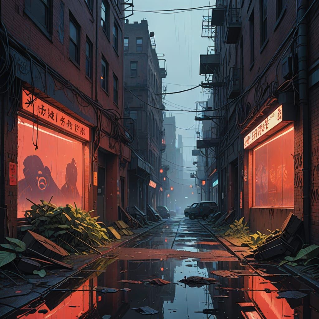 Dystopian Red Broom in a Gritty Underworld