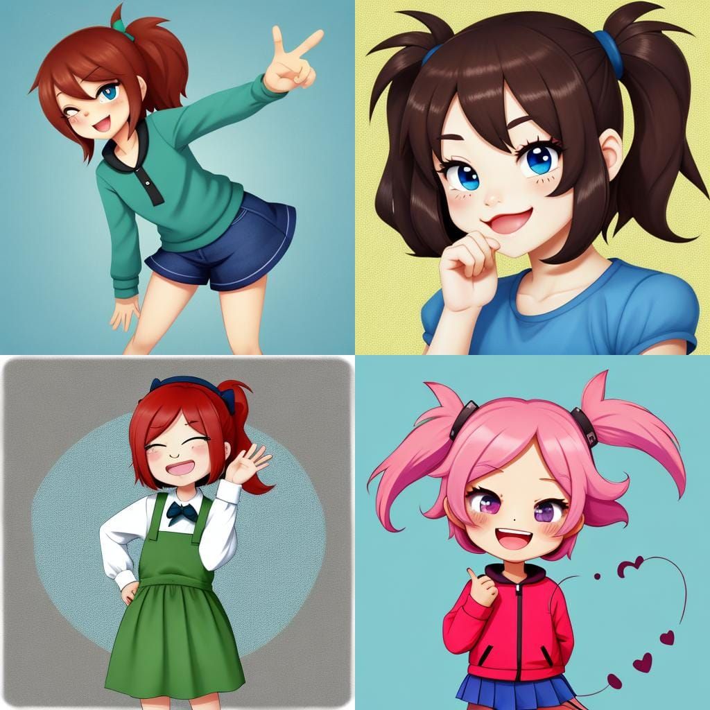 Adorable Anime Girl Winking Cartoon Illustration