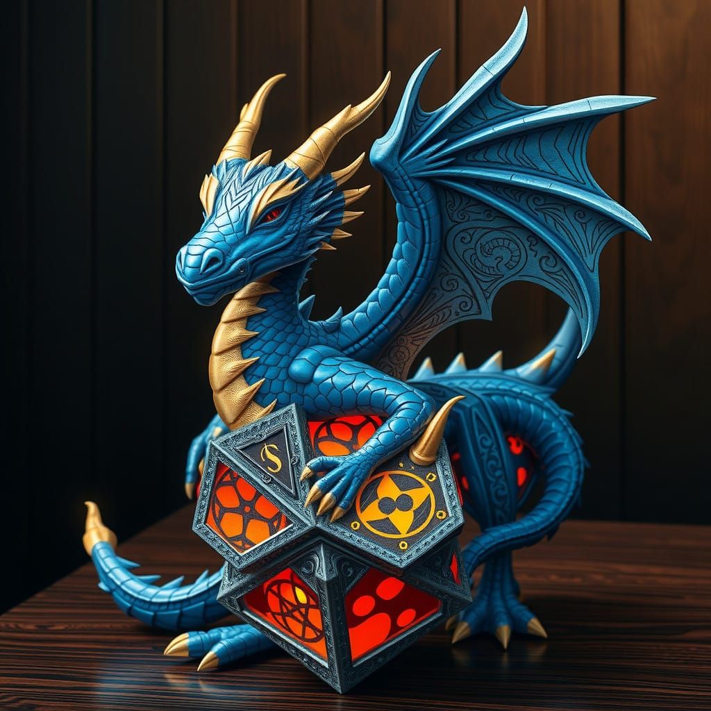 Majestic Blue Dragon Dice in Dungeons & Dragons Style