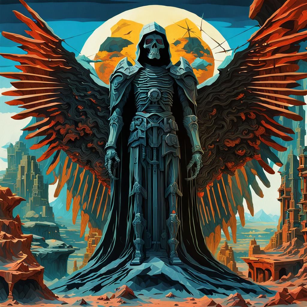 Cyberpunk Angel of Death in Dye-Transfer Style