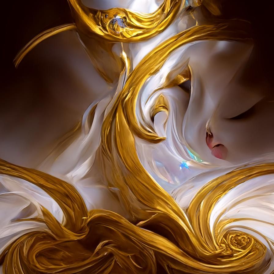 Magical Golden Marble Water in Hyperrealistic Rococo Style