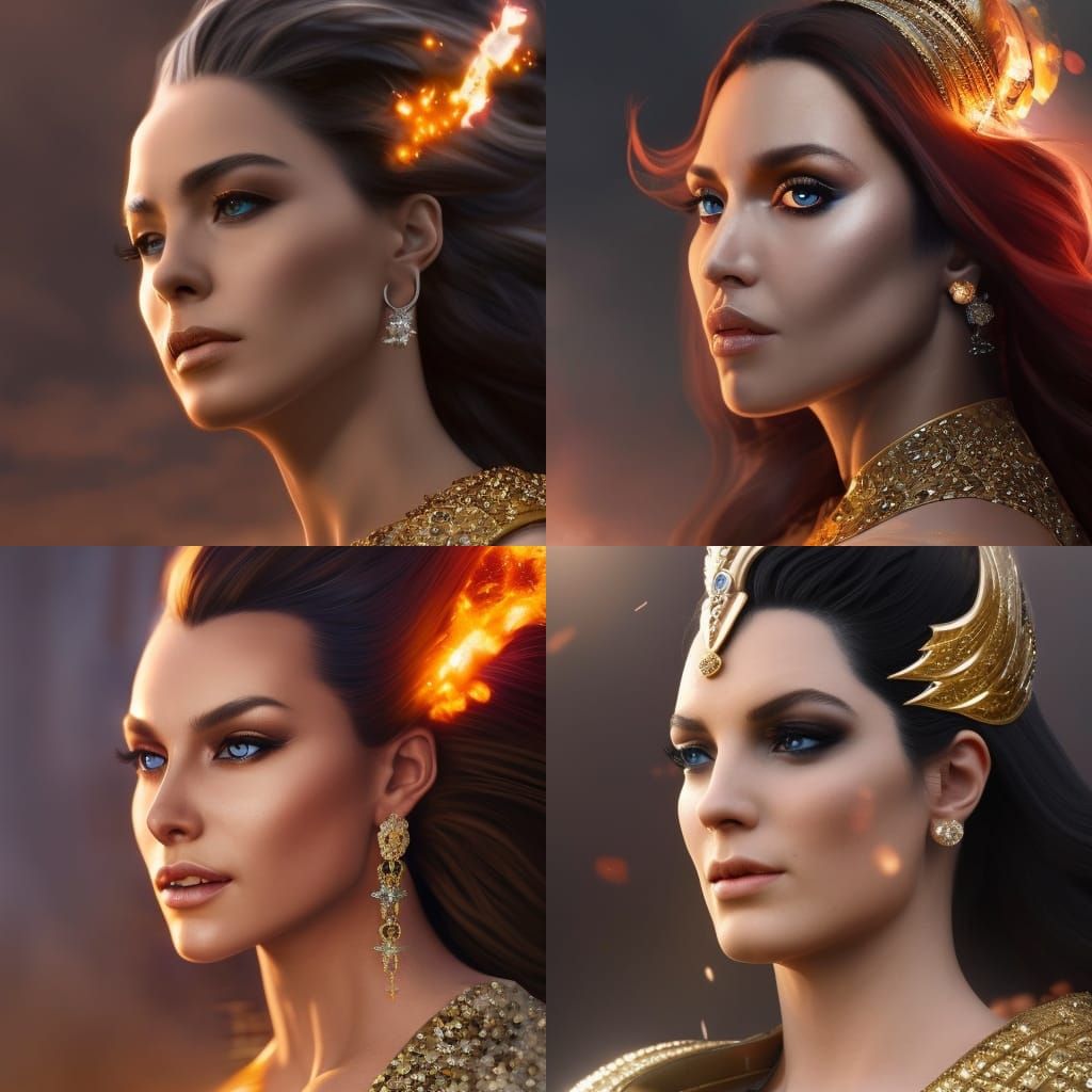 Metallic Fire Horse Head Portrait in Ethereal Fantasy