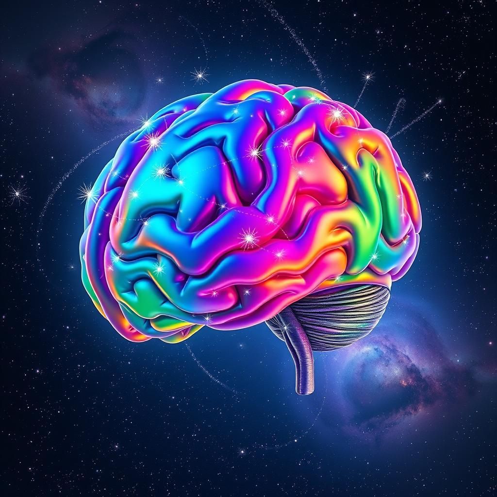 A stunning and abstract concept of a human brain, depicted a...