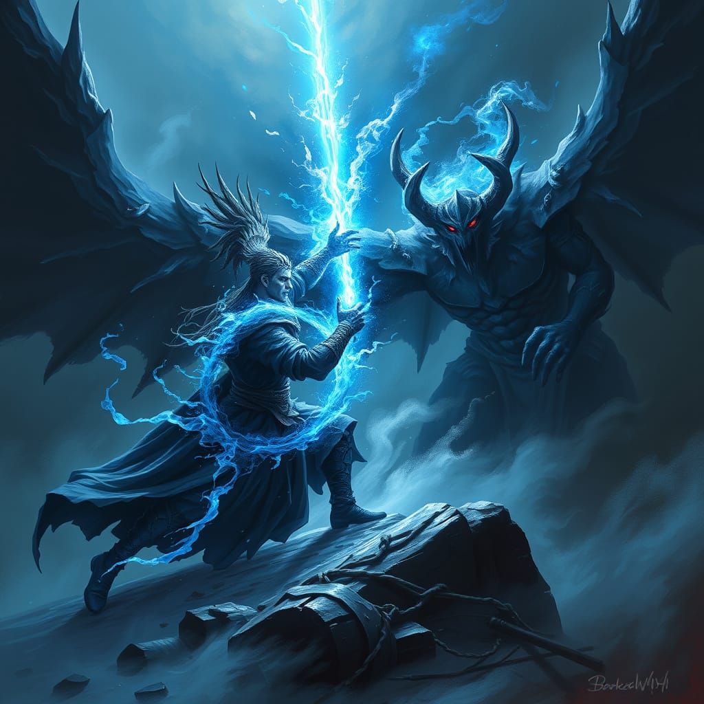 Fingolfin Battles Morgoth in Shadow