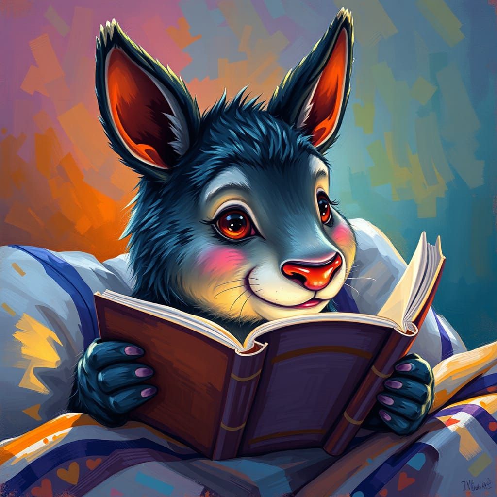 Whimsical Hyperrealistic Portrait of a Cat Telling a Bedtime...