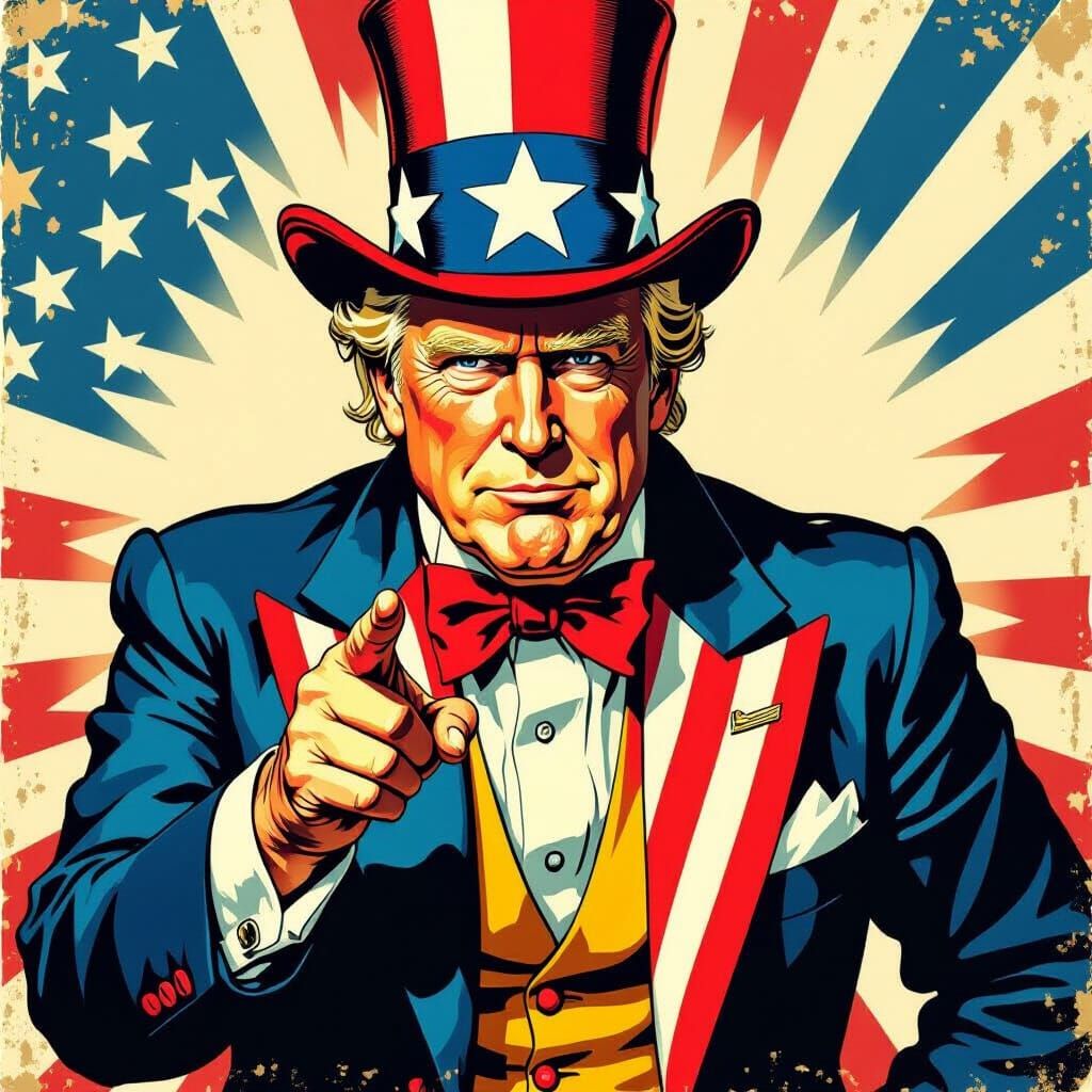 Uncle Sam with Trump Features in Flagg Style