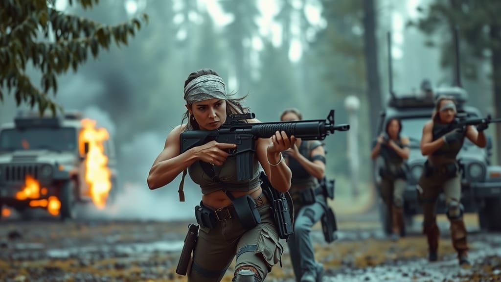 Warrior Women Lead Assault in Rain-Soaked Forest