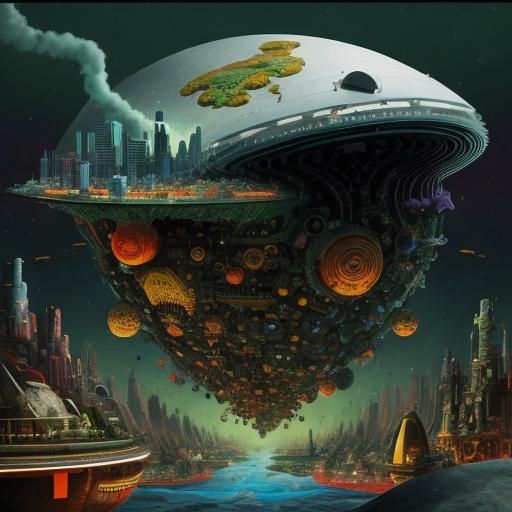 Microscopic Organic Civilization in Surreal Low-Angle View