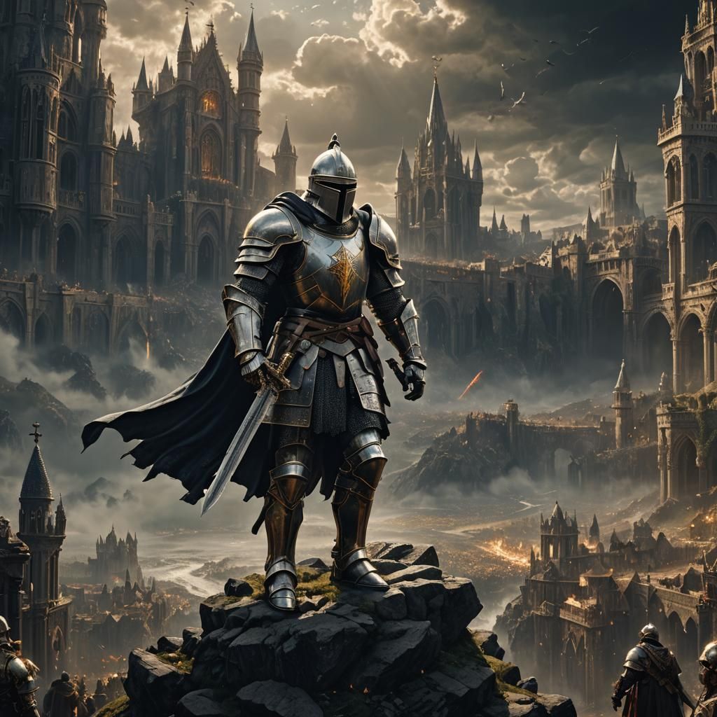 Epic Knight of Christ in Digital Matte Painting