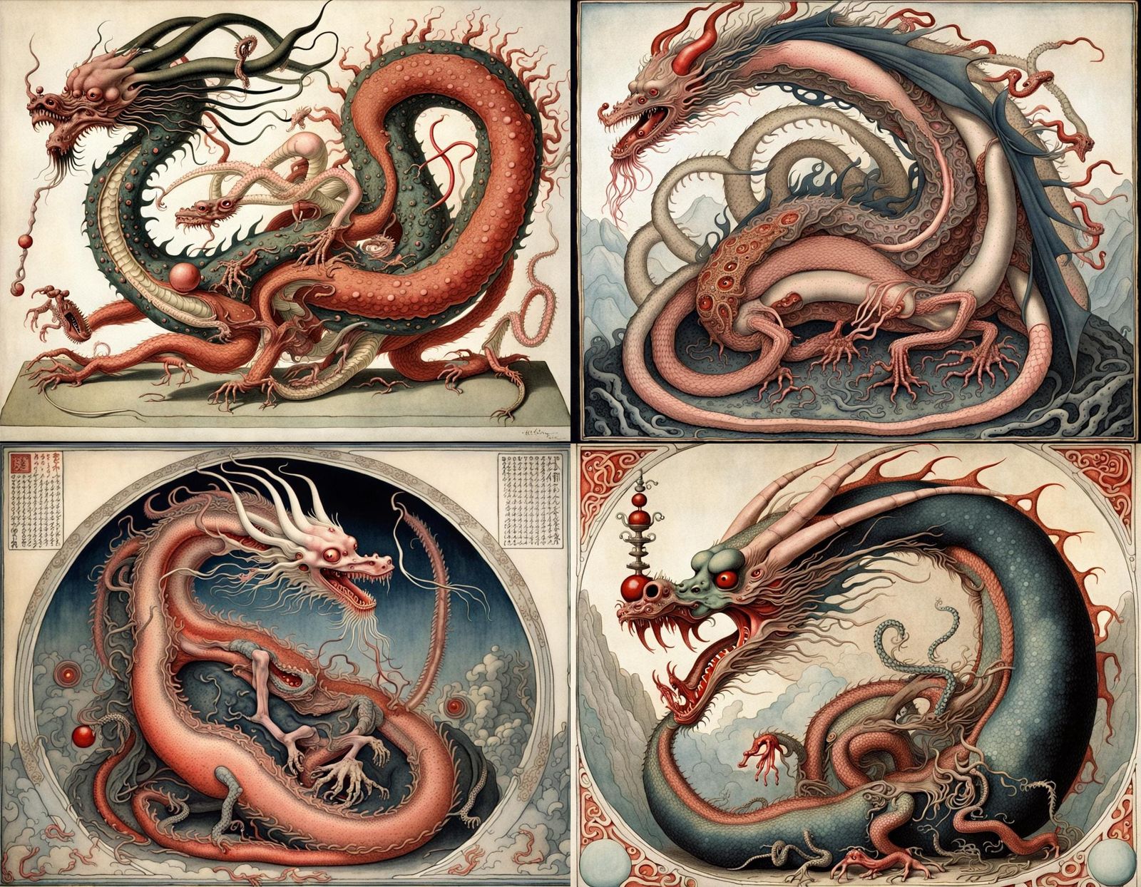 Surreal Dragon Homunculus Internal Organs Illustration