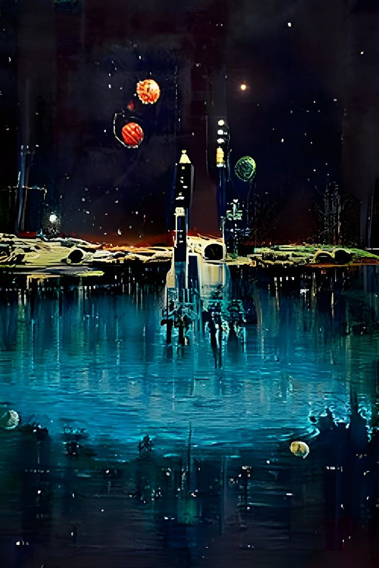 Retro Sci-Fi Lunar Landscape with Brutalist Stations