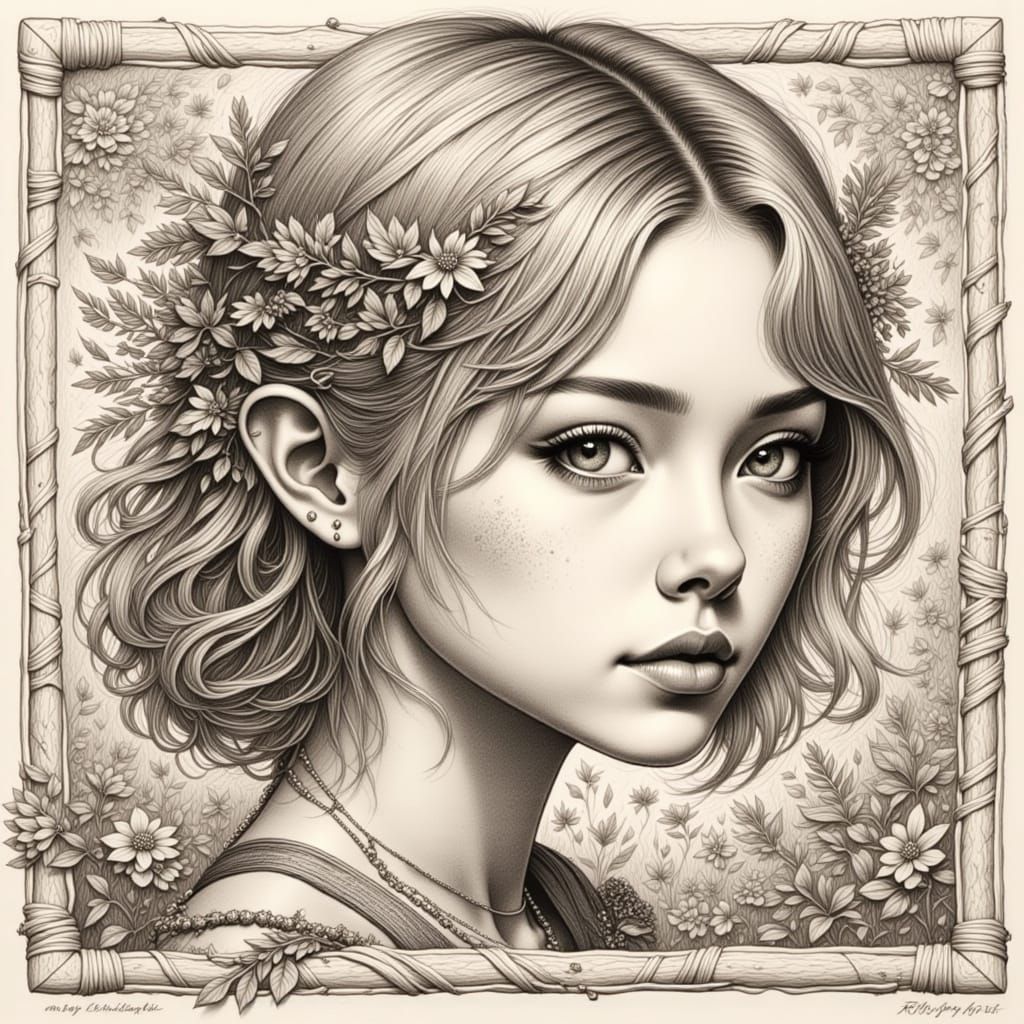 Graphite Pencil Sketch with Mixed Textures