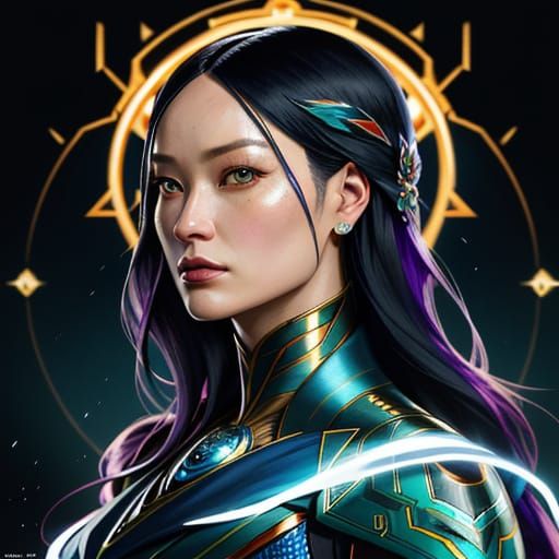 Pom Klementieff Portrait in Splash Art Style