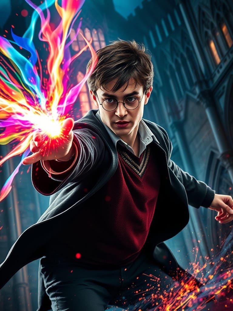 Harry Potter Battles Voldemort at Hogwarts