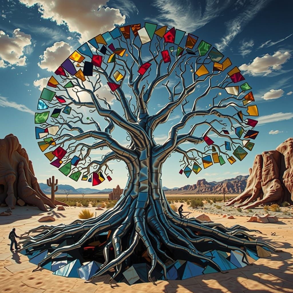 Chrome Circuit Tree in Shattered Glass Desert