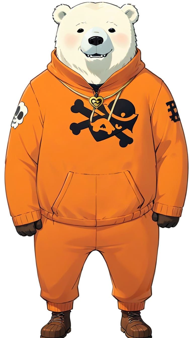 Polar Bear Mink Pirate Navigator in Orange Jumpsuit