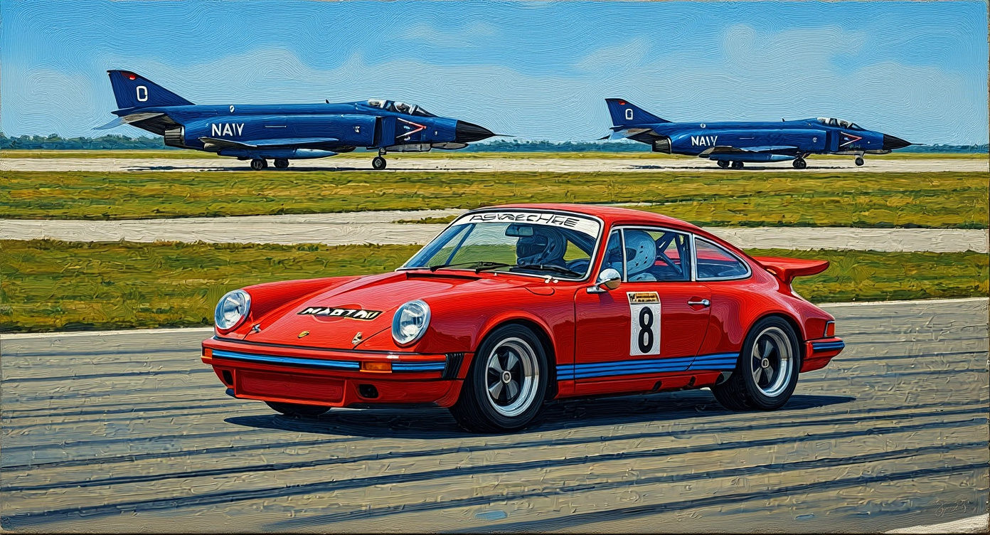 Porsche 911 Carrera RS Race Car with F-4 Phantoms, Acrylic P...