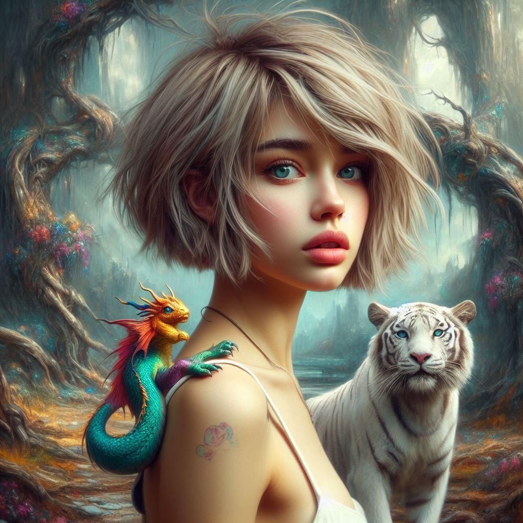 Edgy Grunge Girl Portrait in Detailed Matte Painting