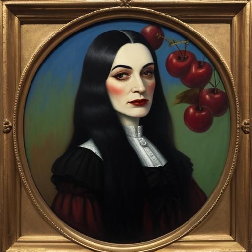 Bella Lugosi Cherry Portrait as Impasto Painting