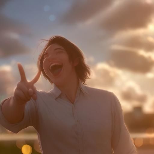 Man Pointing and Laughing in Professional Photography