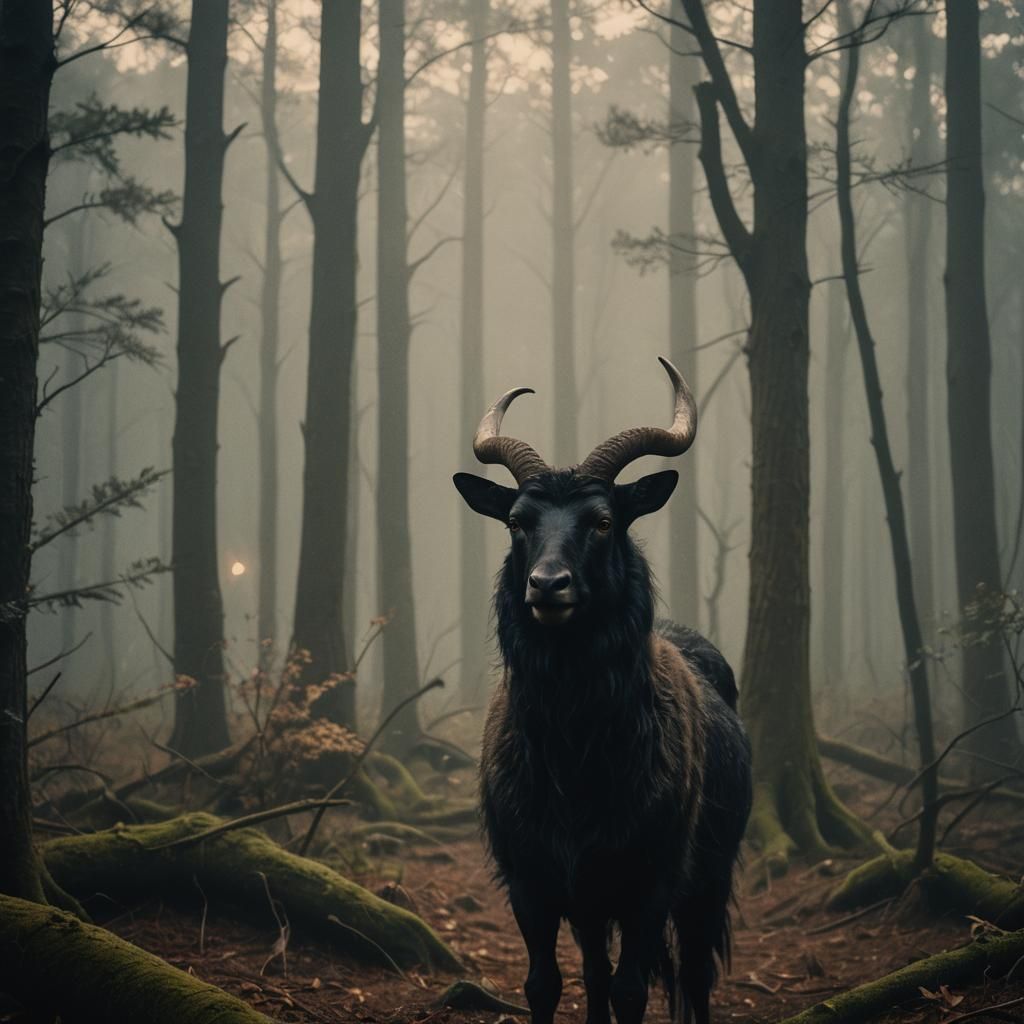 Mystical Black Phillip in Golden Hour Light