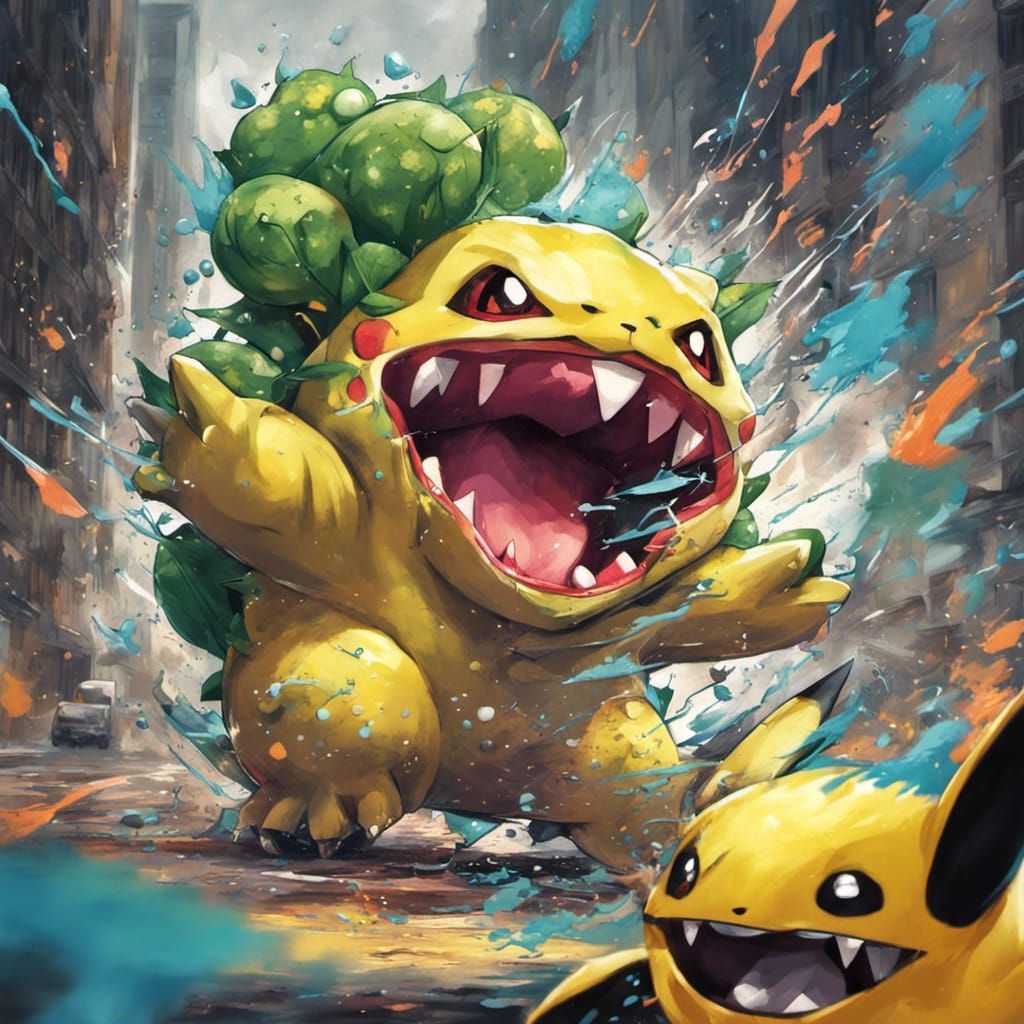 Bulbasaur vs Pikachu: Epic Graffiti Art Battle
