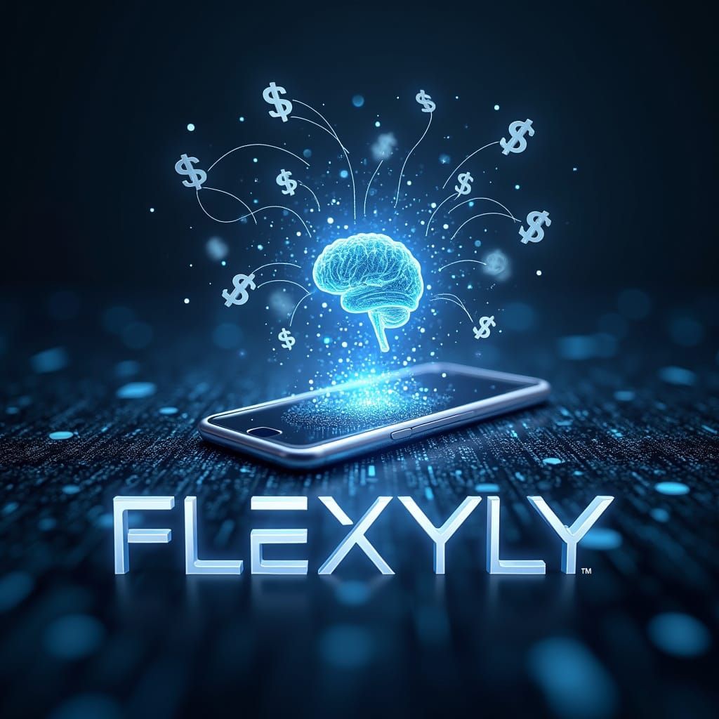 Cutting-Edge Money Transfer App in Futuristic Holographic In...