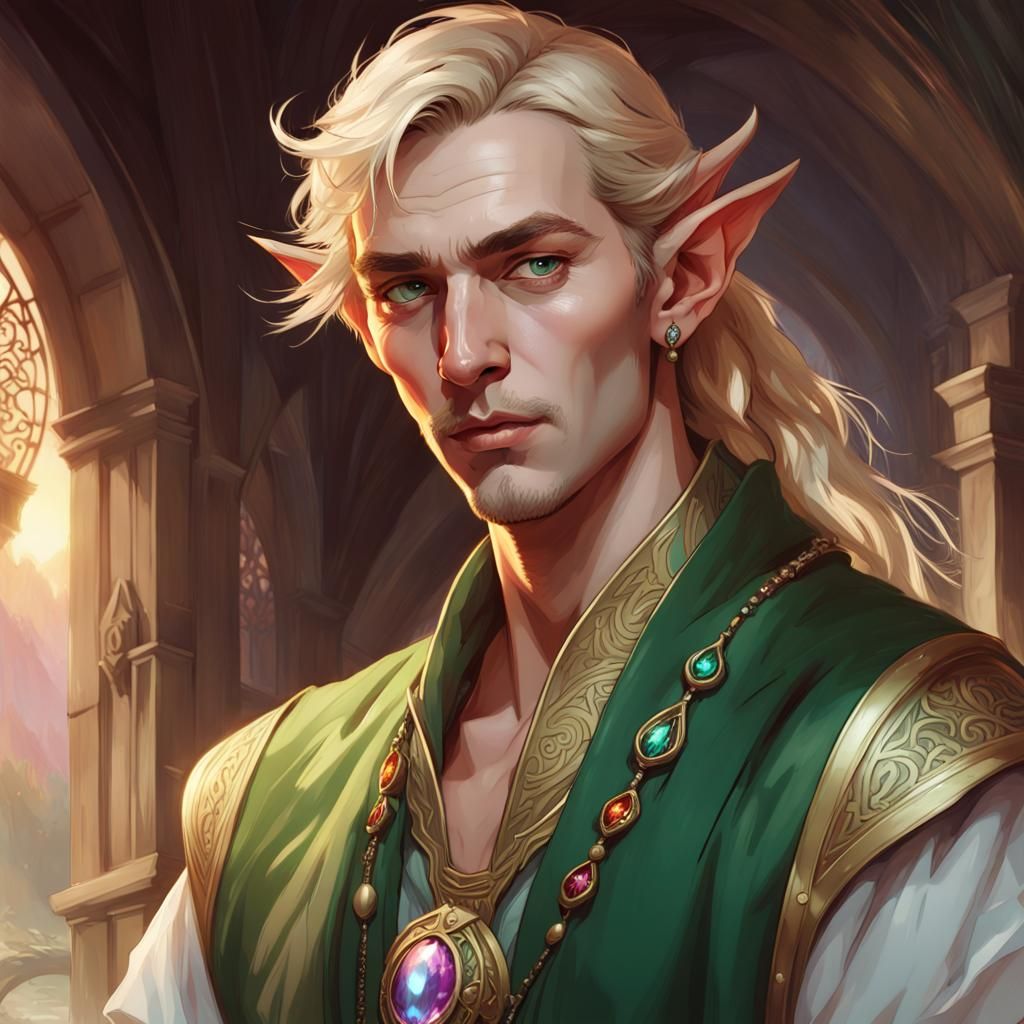 Wood Elf Bard Portrait in Hyperdetailed Digital Art