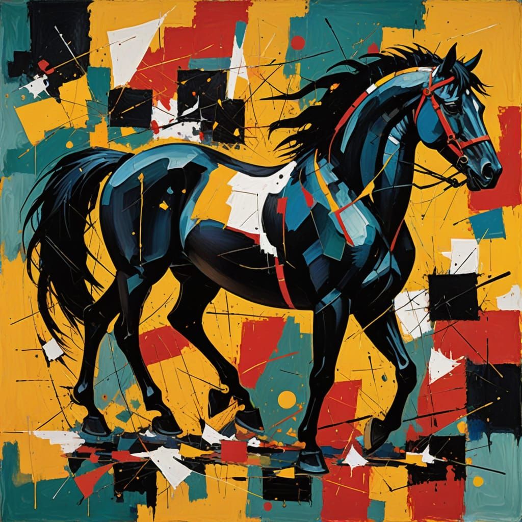 Energetic Dance of Chaos and Order in Abstract Masterpiece