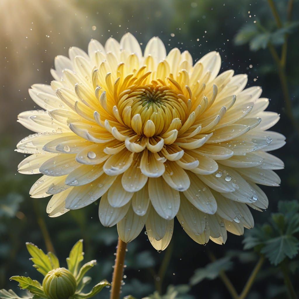 Vibrant Watercolor Chrysanthemum in Golden Hour Light