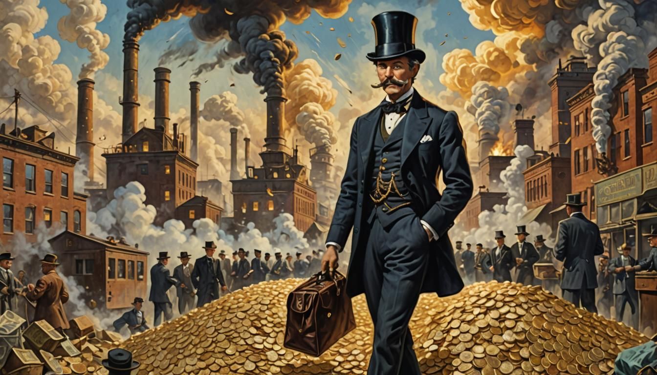 Capitalist Magnate Amidst Industry: Digital Art