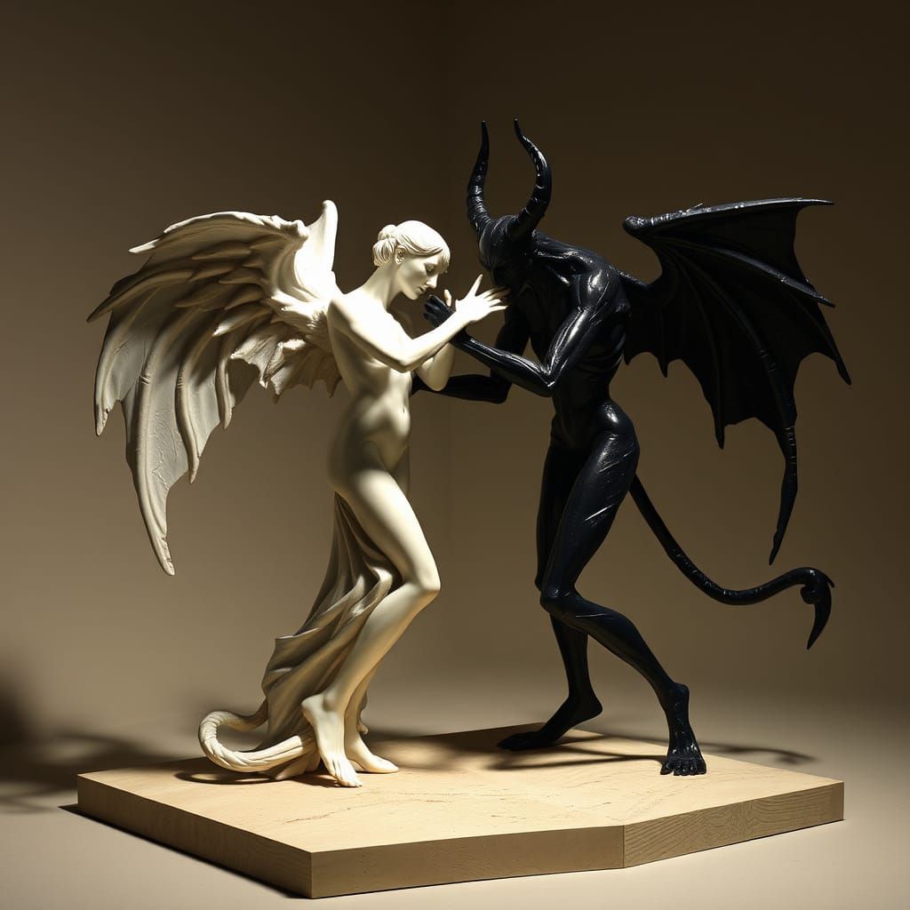 Ethereal Struggle Between Light and Darkness