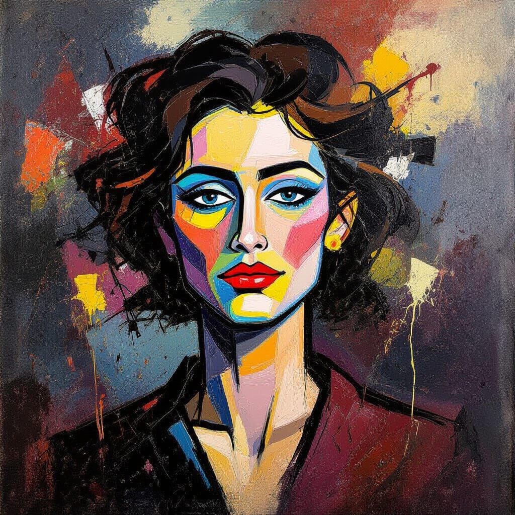 Expressive Woman Portrait with Dynamic Paint Splashes
