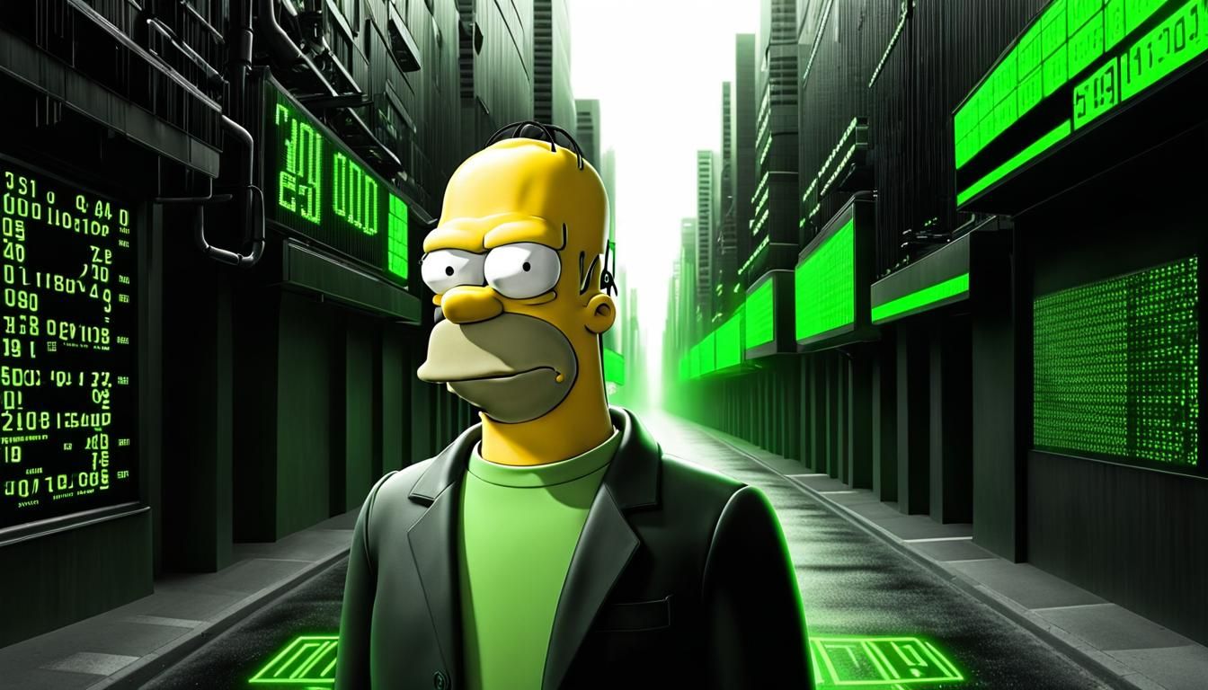 Homer Simpson in The Matrix Style