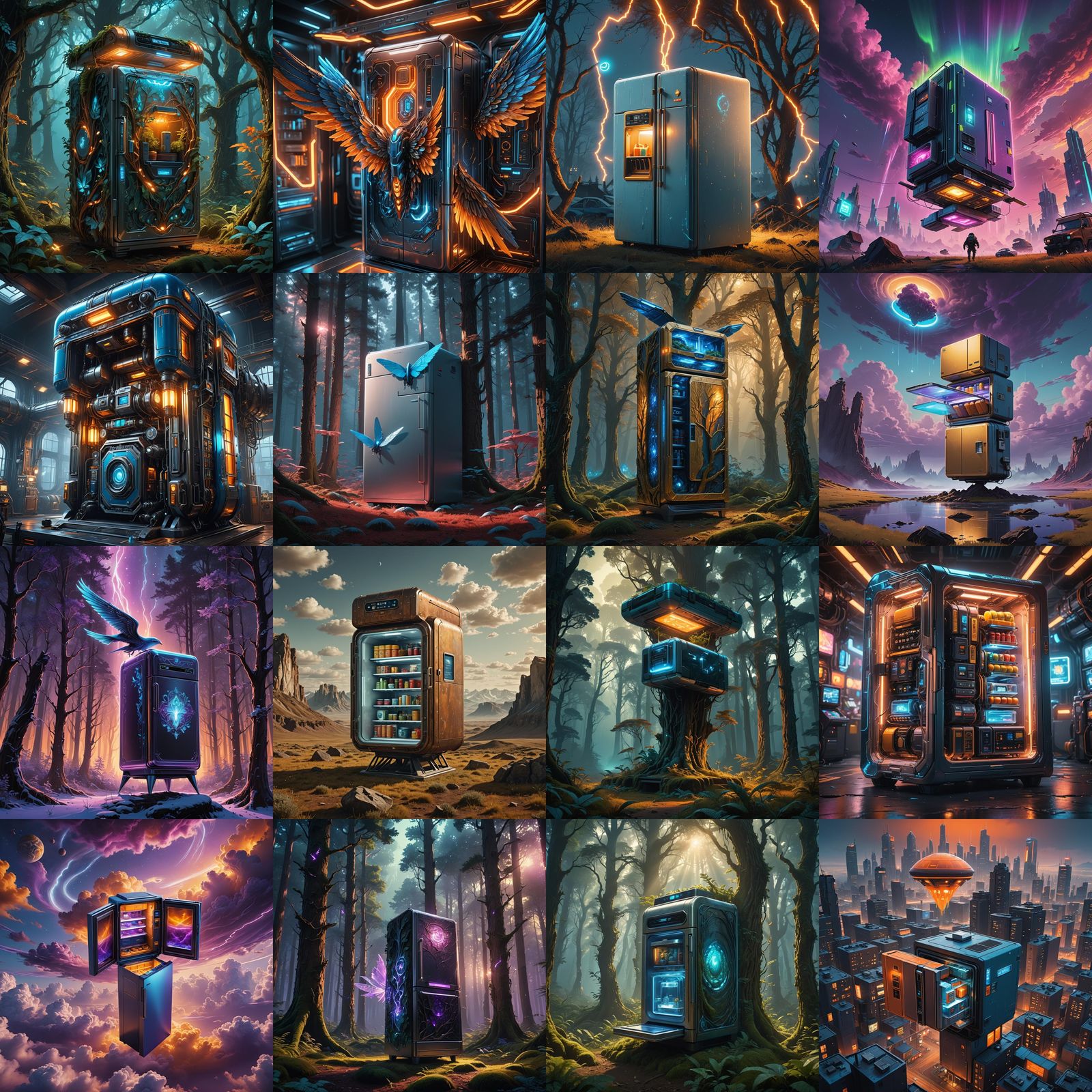 Flying Fridge with Scanner: Detailed Matte Painting