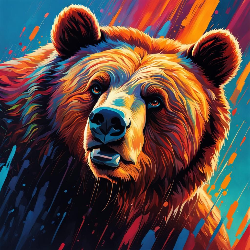 Hyperrealistic Bear in Splash Art Style