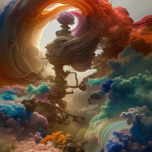 Colorful Cloud Architecture in Fantasy Style