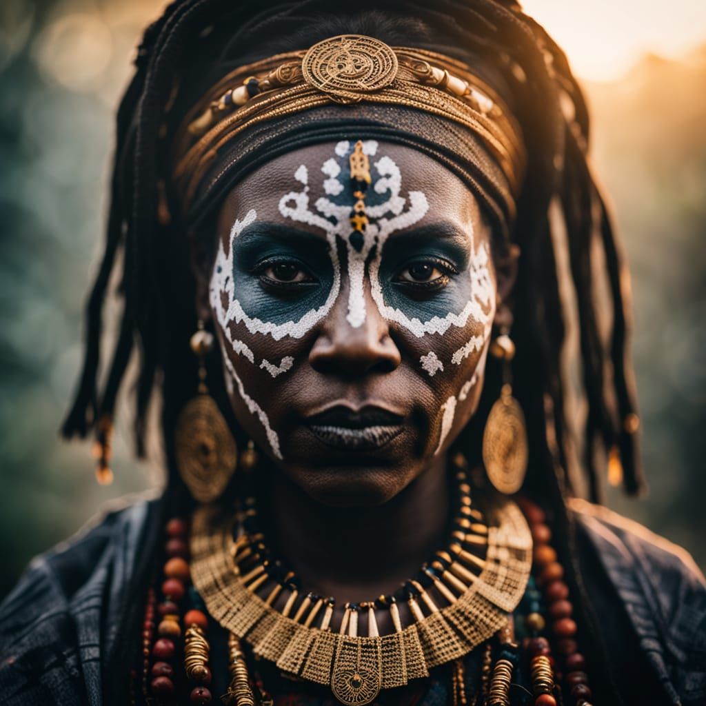 Voodoo Priestess in Mystical Ritual Attire