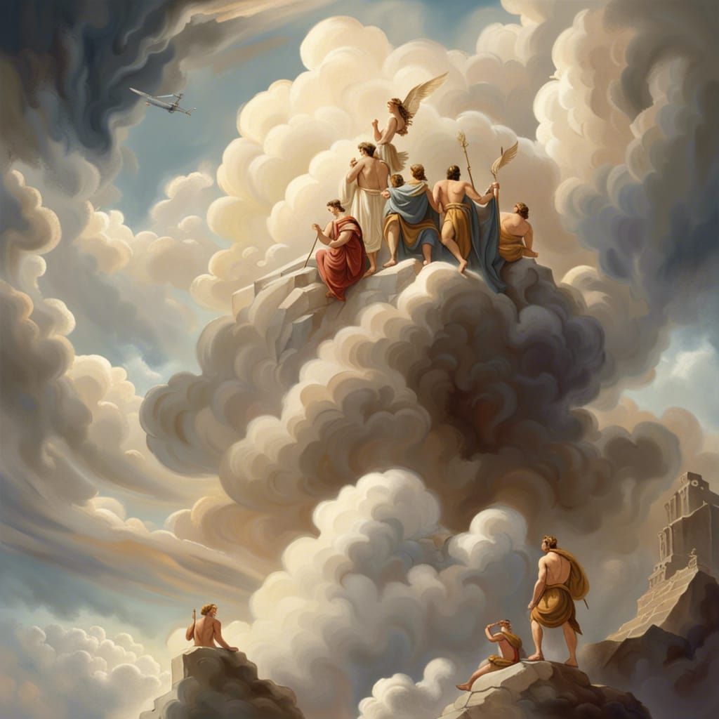 Greek Gods Watching Mankind from Olympus