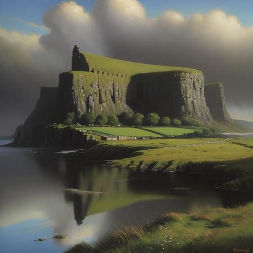 Ireland Landscape in Oil Painting Style