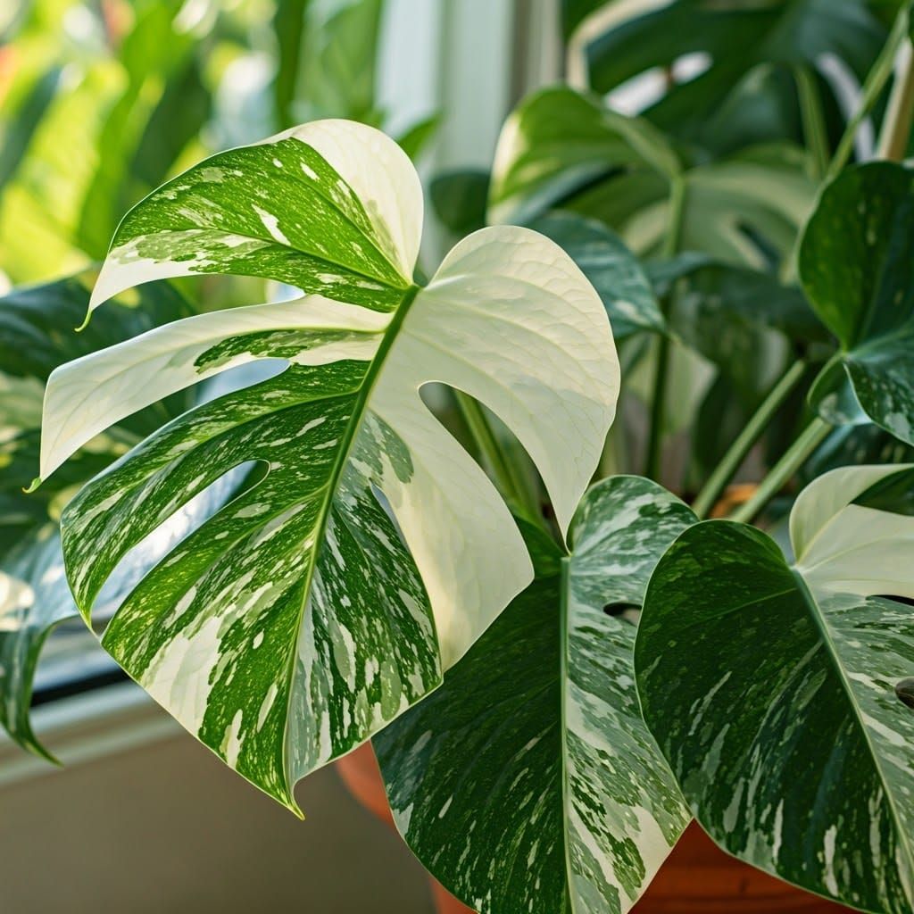 Stunning Variegated Monstera in Sunlit Window