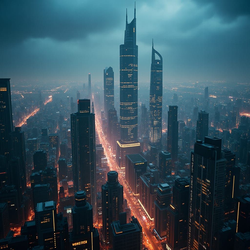 Futuristic Tech Metropolis at Night: A Cinematic Vision