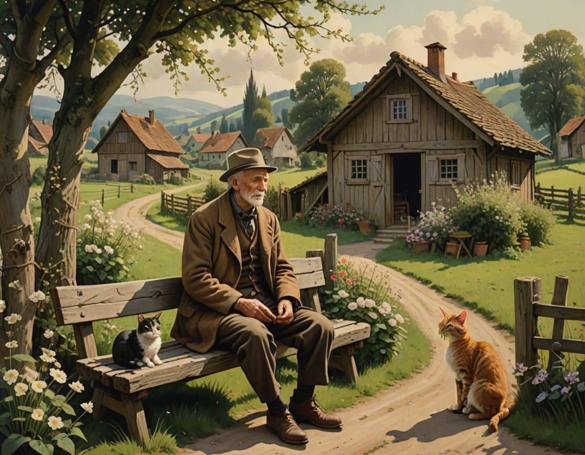 Peaceful Grandfather in 1934 Rural Germany