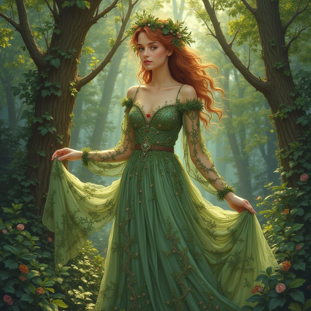 Forest Goddess in Elegant Gown